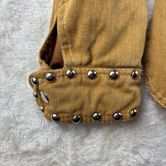 Studded Denim Jacket 1970's Vintage Brown Snap Button NO TAG Pictured Meas. - Picture 7 of 8
